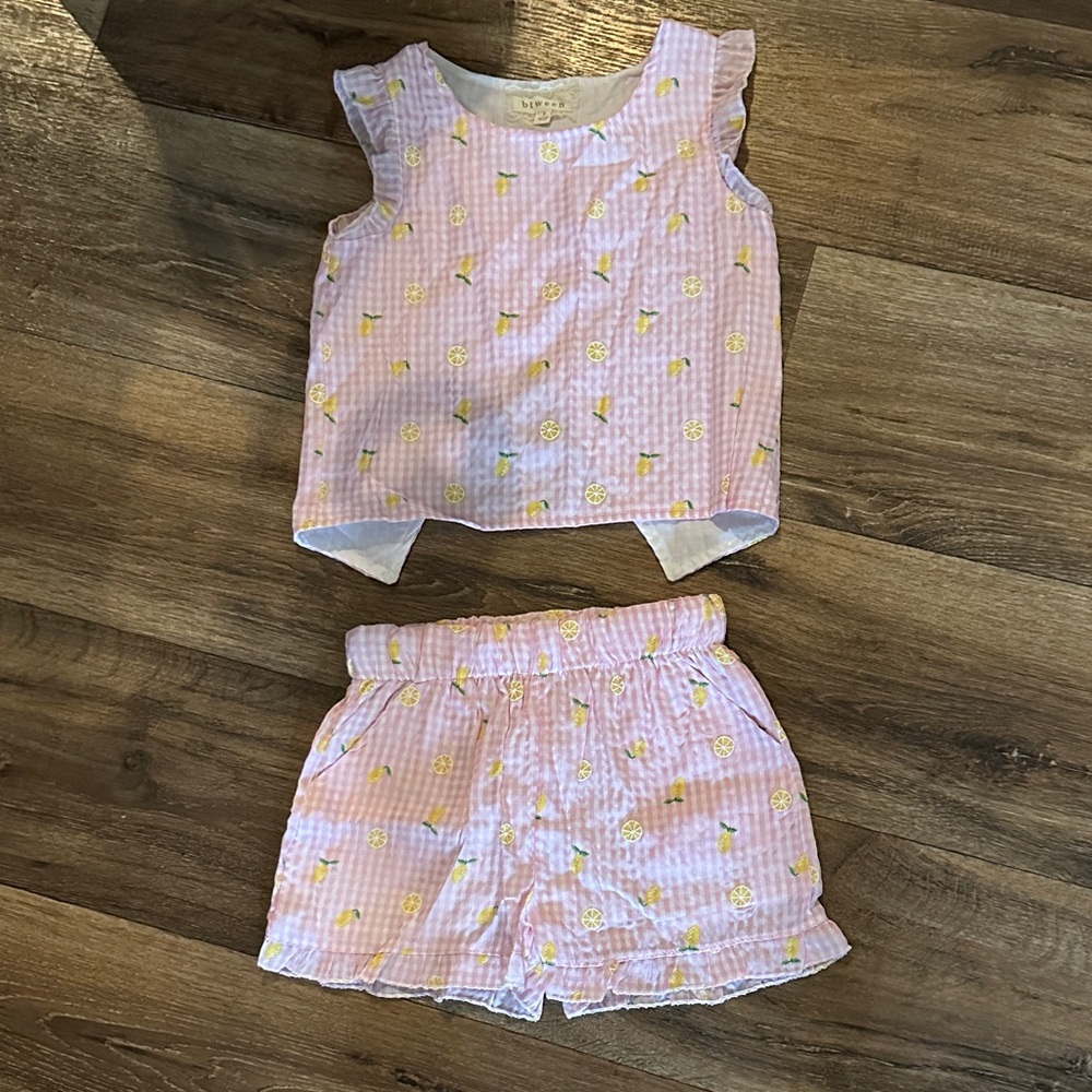 btween Pink and White Kids Matching Set